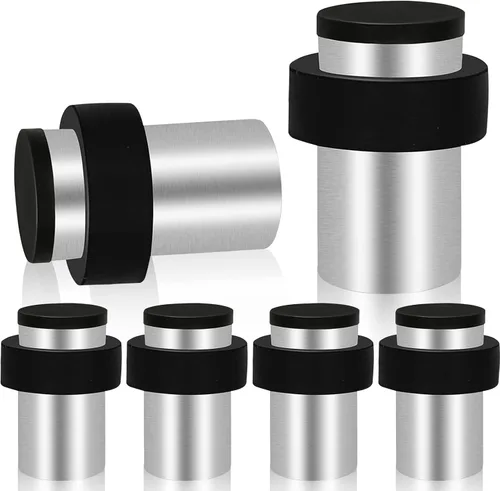 Miniatura 29 de KOLAKO Topes de puerta, topes de puerta de piso, (2 pulgadas) negro mate moderno resistente sólido pequeño cilíndrico parachoques de goma, acero