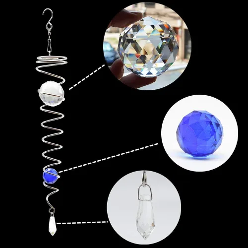 Miniatura 2 de Bola de observación en espiral, estabilizador giratorio de viento, bola antiestrés para decoración de interiores y exteriores, bola de vidrio de Azul