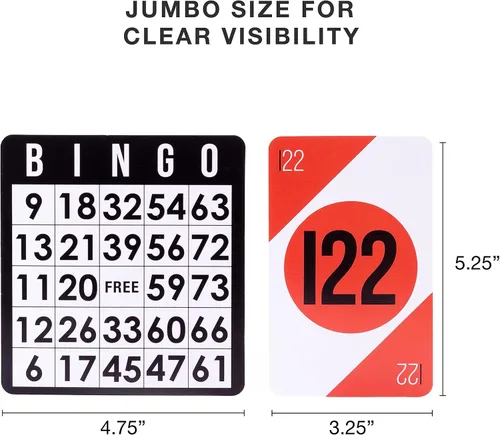 Miniatura 6 de Royal Bingo Supplies Juego de bingo para adultos, personas mayores y familia, 1000 fichas, 100 tarjetas, mazo jumbo de tarjetas de llamada, juego