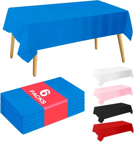 Miniatura 11 de Mantel Desechable 10-Pack 54x108 Pulgadas, Manteles Decorativos Impermeables de Plástico Rectangular para Mesa, para Fiestas de Vacaciones, Bodas