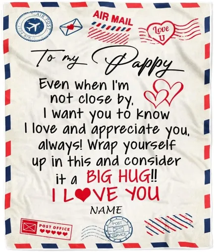Miniatura 12 de Manta de forro polar personalizada con texto en inglés «To My Grandad» de Grandkids I Love You Hugs con texto en inglés «To My Grandad»