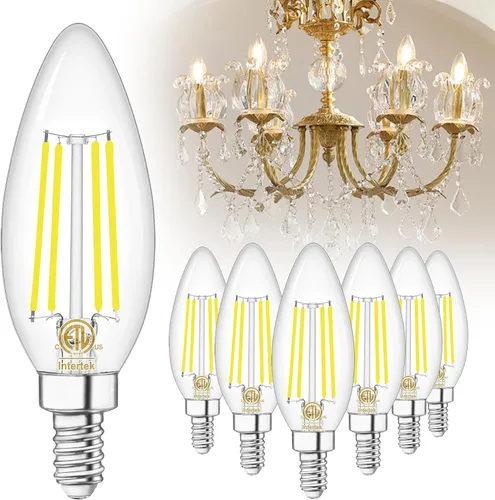 Miniatura 16 de winshine E12 Candelabra LED Bulbs Dimmable 2700K Warm White 60W Equivalent, Energy Efficient 4W, Type B Light Bulb for Chandelier, C35 Ceiling Fan