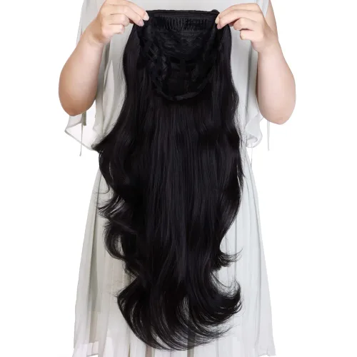 Miniatura 2 de Extensiones de cabello sintético ondulado de 24 pulgadas con clip para media cabeza atada, de alta calidad, fibras japonesas premium para mujer, 11#