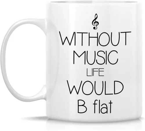 Miniatura 2 de Retreez - Taza divertida con texto en inglés "Without Music Life Would B Flat Musician", 325 ml, tazas de café de cerámica, divertidas, sarcásticas