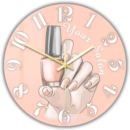 Miniatura 18 de Reloj de pared de salón de uñas de 12 pulgadas, nombre personalizado, regalo de técnico de uñas, reloj de pared silencioso sin tictac, funciona