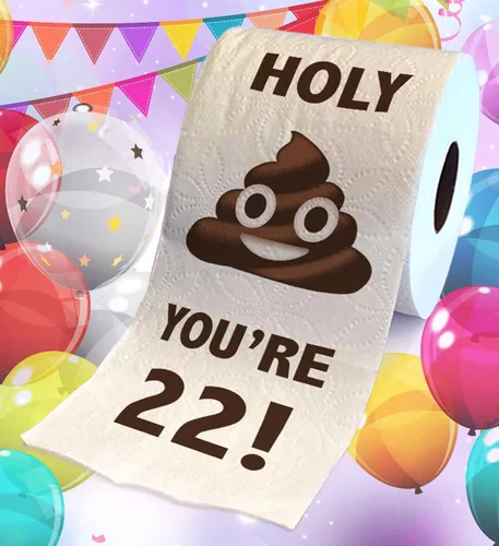 Miniatura 2 de Papel higiénico impreso TP Holy Poop You're 22 - Papel higiénico impreso con texto en inglés «Happy 22nd Birthday» para la mejor broma, sorpresa