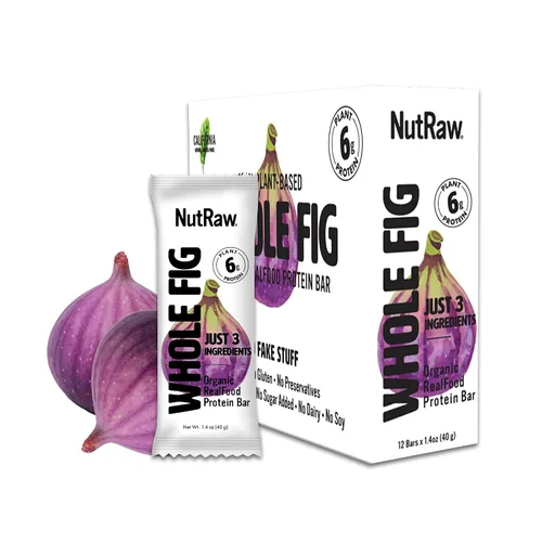 Nutrawbar, Superalimento orgánico, barra de frutas crudas y nueces, higo entero, 1.4 onzas, 12 unidades