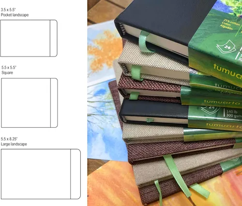Miniatura 6 de tumuarta Cuaderno de Acuarela Cuadrado, 5.5x5”, 140 LB, 300 GSM, Papel de Algodón, Prensado en Frío, 24 Hojas, 48 Páginas, Libros de Papel de Gris