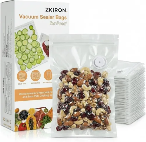 ZKIRON Bolsas selladoras al vacío reutilizables para alimentos, paquete de 20 – Bolsas pequeñas de almacenamiento de alimentos, sin BPA, doble