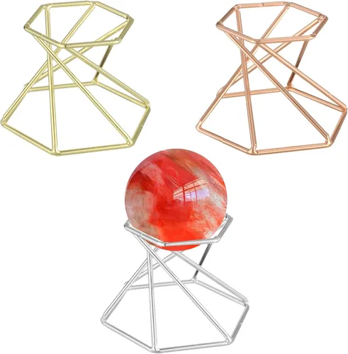 Soporte de exhibición de metal hexagonal, bola de cuarzo místico, accesorios de fotografía, esferas de adivinación FengShui, base de bola de vidrio