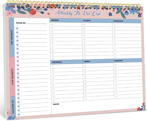 Miniatura 21 de Taja Bloc de notas semanal con 52 hojas sin fecha (8.5 x 11 pulgadas), planificador semanal de escritorio para mujeres y hombres, trabajo y hogar