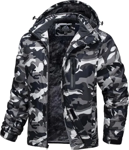 Miniatura 13 de MAGCOMSEN - Abrigos de invierno para hombre, impermeables, con forro polar, parka, con capucha, para esquiar, senderismo, trabajo Negro