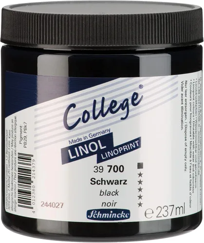Schmincke - College Linol, Artists' Lino Colors Negro 8.0 fl oz, 39700053, Tinta de impresión de lino a base de agua de bajo olor, impresión rápida