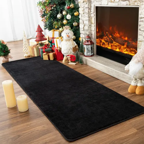 Przemy Alfombras negras lavables para dormitorio, sala de estar, alfombra de pasillo de 2 x 6 pies, alfombra de interior de espuma viscoelástica