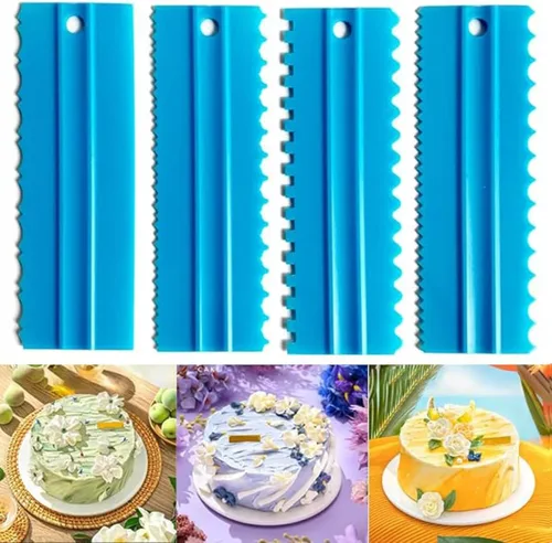 Miniatura 5 de Juego de raspadores para tartas, peine de decoración y glaseado más suave, raspador de dientes de sierra, pulidor de espátula de mantequilla, crema