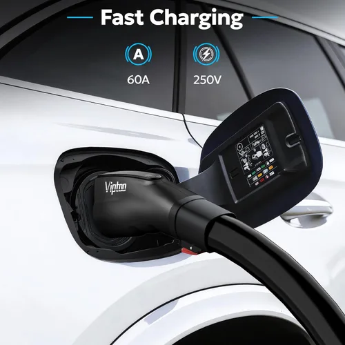 Miniatura 2 de Adaptador para cargador Tesla a J1772 EV [solo a J1772], convertidor de hasta 60 amperios 250 V CA con bloqueo de seguridad de presión, compatible