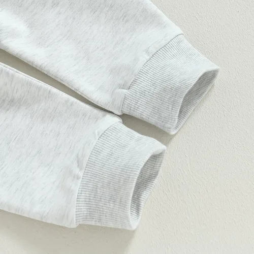Miniatura 7 de Ropa de bebé niño de manga larga con estampado de letras de Little Guy, sudadera con pantalones deportivos para otoño
