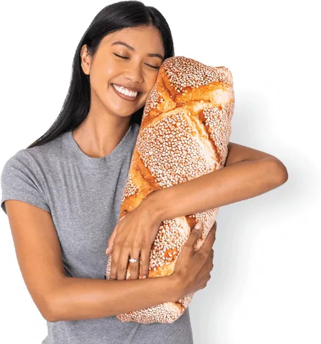 Miniatura 20 de Much Comfort Almohada de 58.4 cm en forma de croissant 3D - Hecha con tela súper suave y ultra premium - Linda, cómoda, aterciopelada, cojín de pan