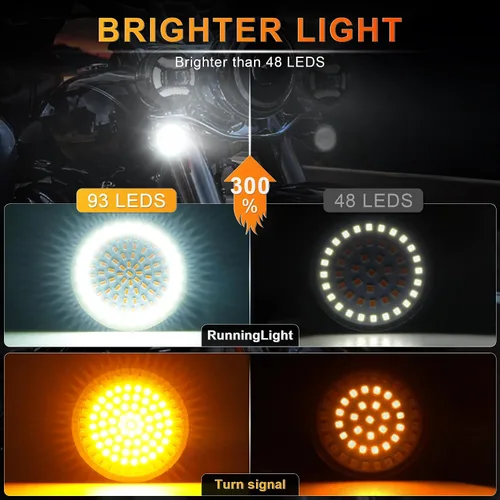 Miniatura 3 de LivTee Señales de giro delanteras extremadamente brillantes y panel de luces LED Switchback de funcionamiento con base 1157 compatible con Harley