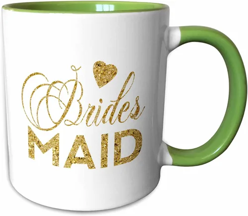 Miniatura 7 de 3dRose Dama de honor en oro digital falso con un corazón taza de cerámica, 11 oz, negro/blanco