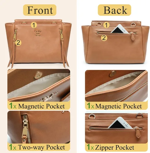 Miniatura 8 de miss fong Mochila para pañales, bolsa de bebé, bolsa de pañales de cuero, bolsa de pañales con bolsas cruzadas para pañales, Miss Fong Paquete