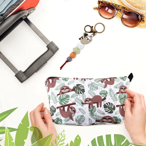 Miniatura 6 de Abbylike 3 piezas de regalos de perezosos para mujeres, bolsa de maquillaje de perezoso, taza de viaje de acero inoxidable de 20 onzas con 1 tapa
