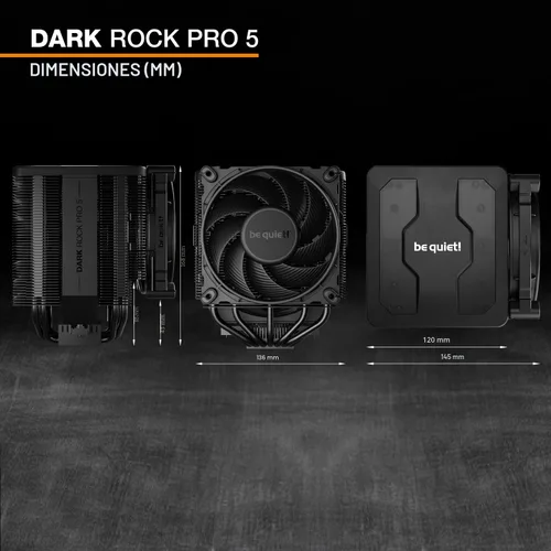 Miniatura 8 de be quiet! Dark Rock Pro 5 Enfriador de CPU de Enfriamiento Silencioso Flujo de Aire Inmensamente Alto 7 Tubos de Calor de Cobre de Alto