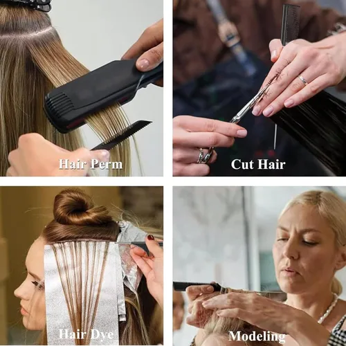 Miniatura 4 de Paquete de 3 peines de cola de rata, resistente al calor, peine de dientes finos de fibra de carbono para separación y burlas del cabello de cola