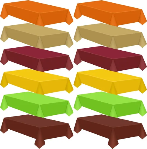 Miniatura 8 de Patelai 6 manteles de plástico desechables de Acción de Gracias para mesas rectangulares, manteles de mesa de otoño para Acción de Gracias y Naranja