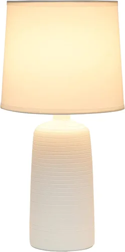 Miniatura 5 de Simple Designs LT2085-OFF Lámpara de mesa de cerámica lineal texturizada color blanco (4 unidades)