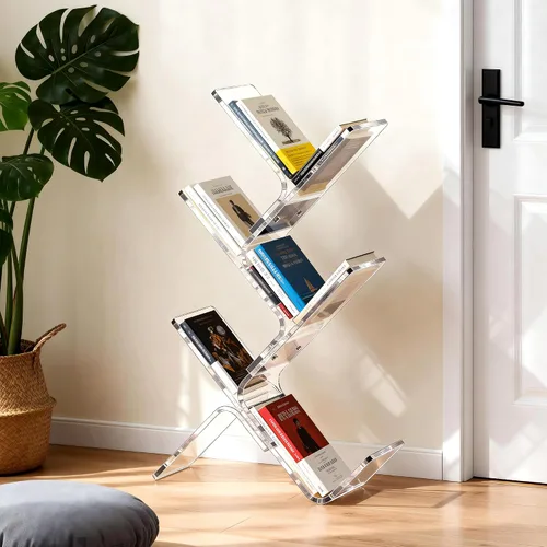 Miniatura 6 de Estantería de acrílico para árboles, moderna estantería transparente de pie, organizador de árboles, estante de almacenamiento decorativo