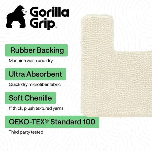 Miniatura 259 de Gorilla Grip - Tapete de baño de felpilla gruesa, suave y absorbente, secado rápido, de microfibra, con reverso de caucho, para piso de ducha, Nube