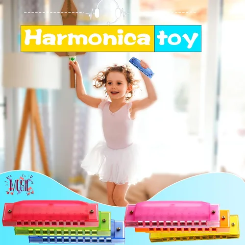 Miniatura 4 de Armónica de plástico para niños, 12 unidades, 10 agujeros, armónica translúcida, instrumentos musicales para niños y niñas, principiantes, 6
