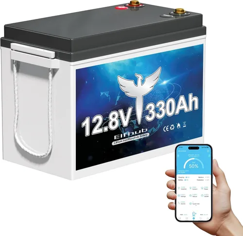 Miniatura 9 de Batería de litio LiFePO4 de 12 V y 100 Ah, BMS de 100 A mejorado, vida útil de hasta 10 años con hasta 15000 ciclos, energía máxima de 1280 Wh