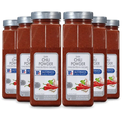 McCormick Culinary Chile oscuro en polvo, 20 onzas (paquete de 6) – Seis recipientes de 20 onzas o chile en polvo oscuro, mejora los nachos, tacos,