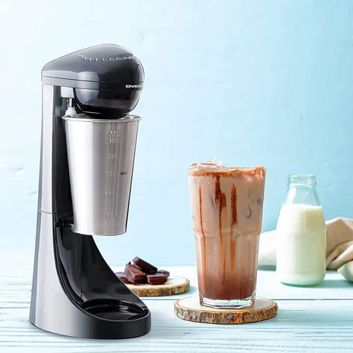 Miniatura 4 de OVENTE Máquina clásica para hacer batidos con ajuste de 2 velocidades, bloqueo de seguridad y taza y varilla de mezcla de acero inoxidable de 15.2