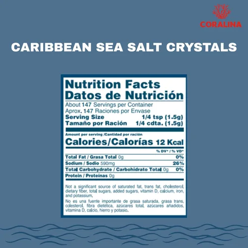 Miniatura 2 de Coralina Cristales de sal marina del Caribe con molinillo - Grueso y crujiente - Evaporado solar - Mejora el ensalado, carnes, mariscos y cócteles