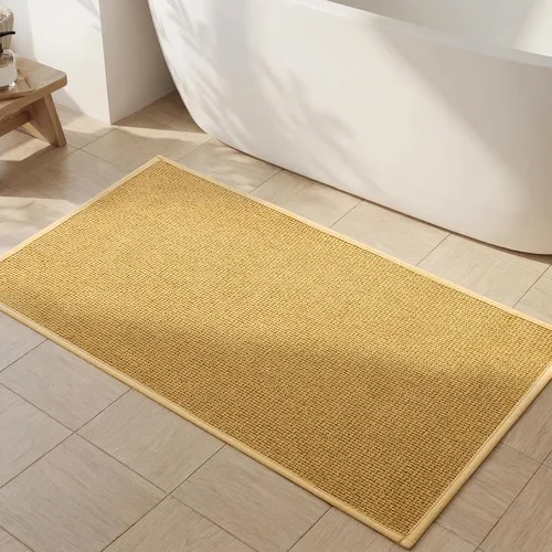 Miniatura 63 de YIHOUSE Juego de 2 tapetes de baño, color beige, ultrafino, absorbente, antideslizante, para baño, lavable, ducha, lavabo, lavandería