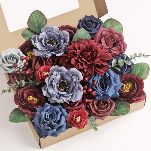 Miniatura 15 de MISSPIN Juego de flores artificiales para bricolaje, ramo de rosas falsas, flores para novia, boda, centro de mesa, decoración de mesa, bohemio