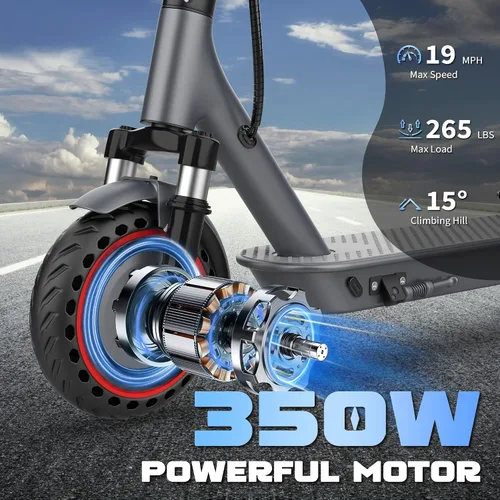 Miniatura 3 de Electric Scooter, Electric Scooter for Adults, 350W/500W Motor, 19 Mph Speed, 15/25 Miles Ranges, 8.5"/10" Solid Tire, Folding E-Scooter Adult