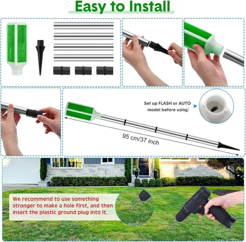Miniatura 2 de Macarrie 6 marcadores de entrada alimentados por energía solar, luces reflectoras para paisaje, entrada de vehículos, reflectores en postes