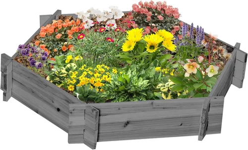 Miniatura 12 de Outsunny Cama de Jardín Elevada con 3 Jardineras, Soporte de Plantas de Madera con Orificios de Drenaje, para Verduras, Hierbas y Flores, Gris
