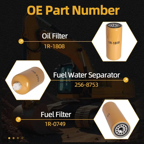 Miniatura 3 de 1R-1808 1R-0749 256-8753 Kit de filtros (juego de 3), filtro de combustible/filtro de aceite/separador de agua para motor Caterpillar Cat