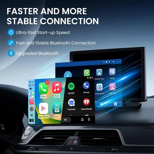 Miniatura 8 de TECXERLLON Pantalla inalámbrica CarPlay de 9.0 pulgadas para automóvil, pantalla Android Auto para automóvil con cámara de respaldo, pantalla táctil
