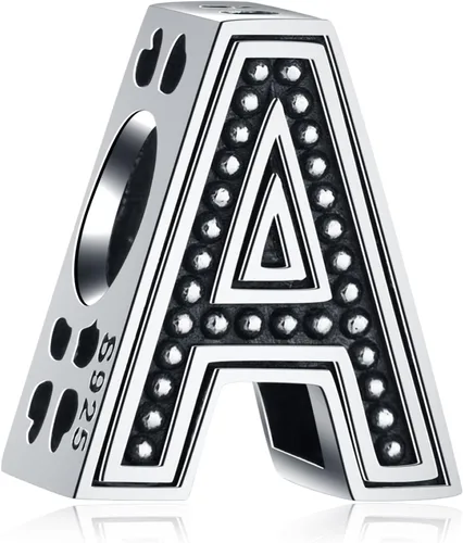 Dijes vintage con inicial de la A a la Z, plata de ley 925, 26 cuentas del alfabeto, trébol calado de 4 hojas, se adapta a collar de pulsera