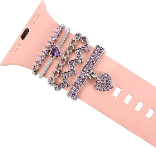 Miniatura 7 de Anillos decorativos de corazón compatibles con correas de silicona de Apple Watch de 1.772 in, 1.732 in, 1.654 in, 1.614 in, 1.575 in, 1.496 in, 7