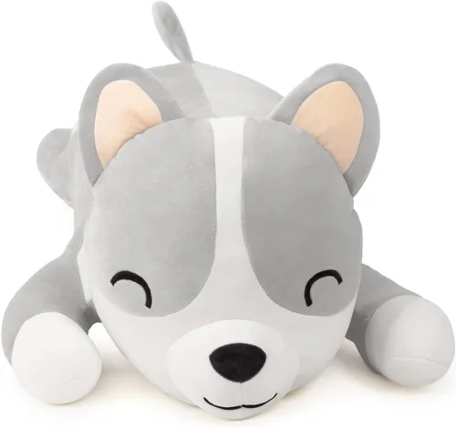 Miniatura 3 de Peluche largo de Corgi de peluche, lindo muñeco de Corgi suave para niños, juguete de peluche para niños y niñas (gris, 60cm/23.6in)