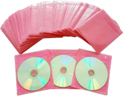 Miniatura 8 de Paquete de 100 fundas de alta calidad para CD y DVD, material grueso no tejido de doble cara para almacenamiento de CD y DVD, estuche de disco (azul)
