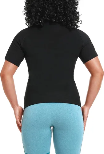 Miniatura 3 de LMCOB Camiseta deportiva de compresión para mujer para sauna, chaleco de sauna que atrapa el calor para mujer Forro azul.