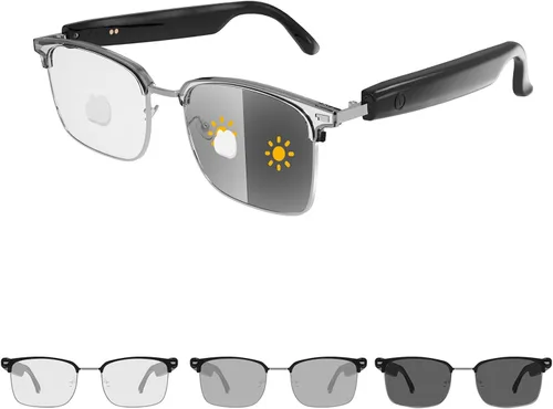 Lentes inteligentes de audio Bluetooth, lentes de sol fotocromáticos para hombres y mujeres, micrófono y altavoces con sonido de oído abierto